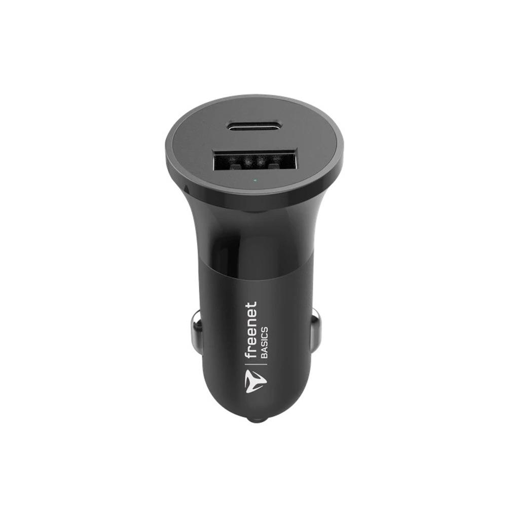 Зарядно за кола с USB-A и USB-C изходи и технология за бързо зареждане - Freenet Basics Dual USB-A & USB-C Fast Car Charger 27W (черен) | JAR Computers Зарядно за кола с USB-A и USB-C изходи и технология за бързо зареждане - Freenet Basics Dual USB-A & USB-C Fast Car Charger 27W (черен)