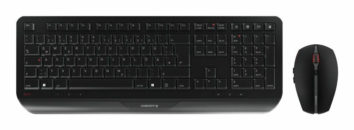 CHERRY JD-7000DE-2 клавиатура Включена мишка В къщи/В офис РЧ безжичен QWERTZ Немски Черен