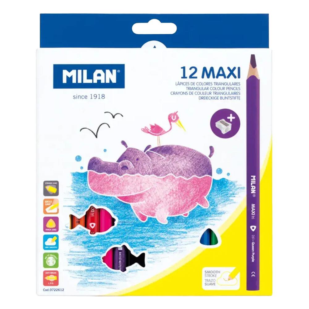 Цветни моливи Milan MAXI 12 цвята дълги | JAR Computers Цветни моливи Milan MAXI 12 цвята дълги
