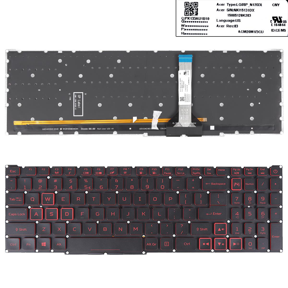 Клавиатура за лаптоп Acer Aspire Nitro AN515-57 AN515-45 Черна Без Рамка, Червена Подсветка US/UK | JAR Computers Клавиатура за лаптоп Acer Aspire Nitro AN515-57 AN515-45 Черна Без Рамка, Червена Подсветка US/UK