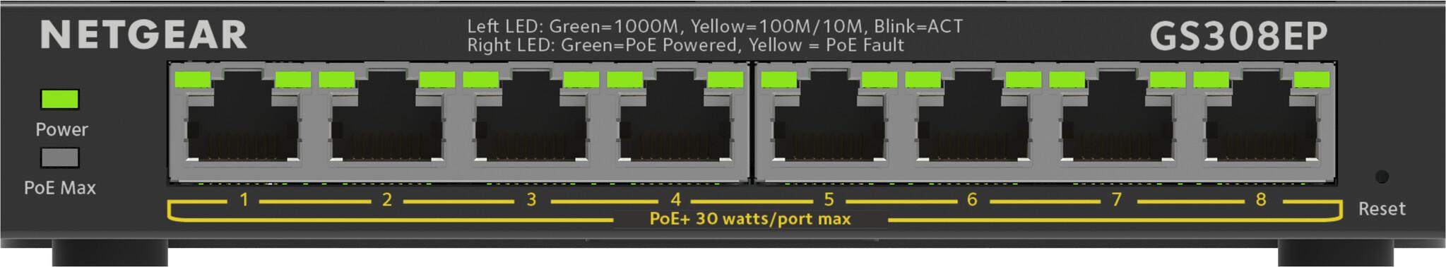 NETGEAR GS308EP Управляем L2/L3 Gigabit Ethernet (10/100/1000) Захранване по Ethernet (PoE) Черен | JAR Computers NETGEAR GS308EP Управляем L2/L3 Gigabit Ethernet (10/100/1000) Захранване по Ethernet (PoE) Черен