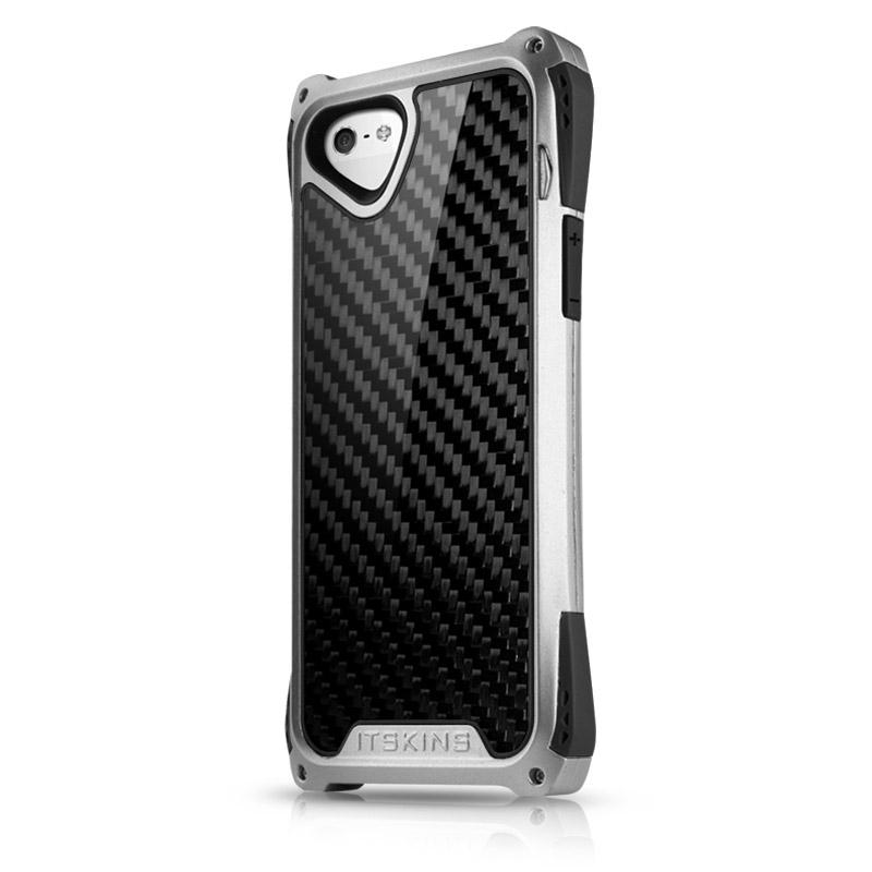 Уникален карбоново-алуминиев кейс за iPhone 5, iPhone 5S, iPhone SE - Itskins Outlaw Bumper (черен-сребрист) | JAR Computers Уникален карбоново-алуминиев кейс за iPhone 5, iPhone 5S, iPhone SE - Itskins Outlaw Bumper (черен-сребрист)