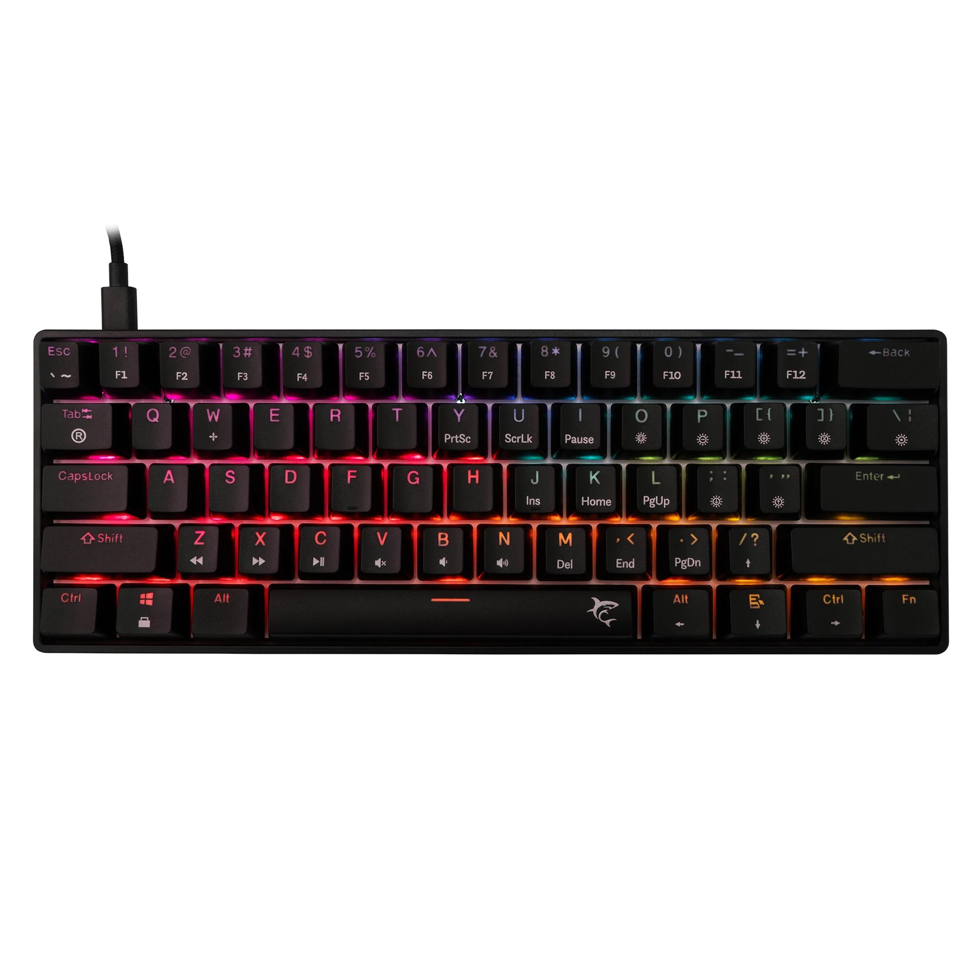 White Shark геймърска механична клавиатура Gaming Mechanical Keyboard SHINOBI 2 - YUSYA 5P Red Switches (English US), Black