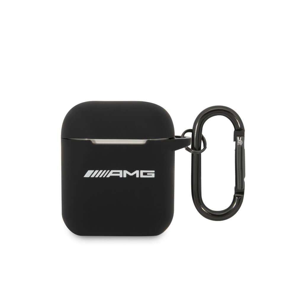 AMG AirPods Silicone Case - силиконов калъф с карабинер за Apple AirPods и Apple AirPods 2 (черен)