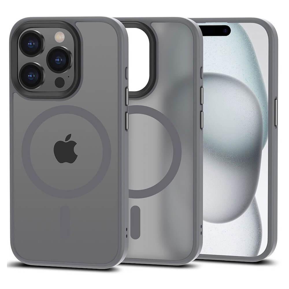 Хибриден удароустойчив кейс с MagSafe за iPhone 15 Pro Max - Tech-Protect MagMat MagSafe Case (сив-мат) | JAR Computers Хибриден удароустойчив кейс с MagSafe за iPhone 15 Pro Max - Tech-Protect MagMat MagSafe Case (сив-мат)