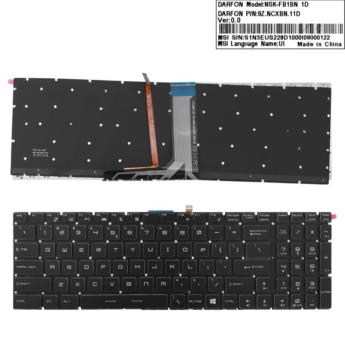 Клавиатура за лаптоп MSI GS60 GS70 GE62VR GE72 GP62VR GT62VR GT73VR GS73VR Черна Без Рамка с Подсветка / Black Without Frame With Full Colorful Backlit (RGB) US/UK | JAR Computers Клавиатура за лаптоп MSI GS60 GS70 GE62VR GE72 GP62VR GT62VR GT73VR GS73VR Черна Без Рамка с Подсветка / Black Without Frame With Full Colorful Backlit (RGB) US/UK