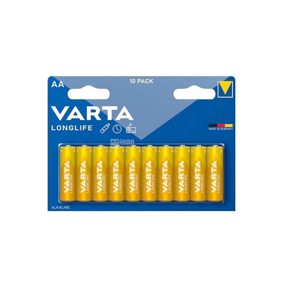 Комплект 10 броя устойчиви алкални батерии - Varta Longlife AA Value Pack | JAR Computers Комплект 10 броя устойчиви алкални батерии - Varta Longlife AA Value Pack