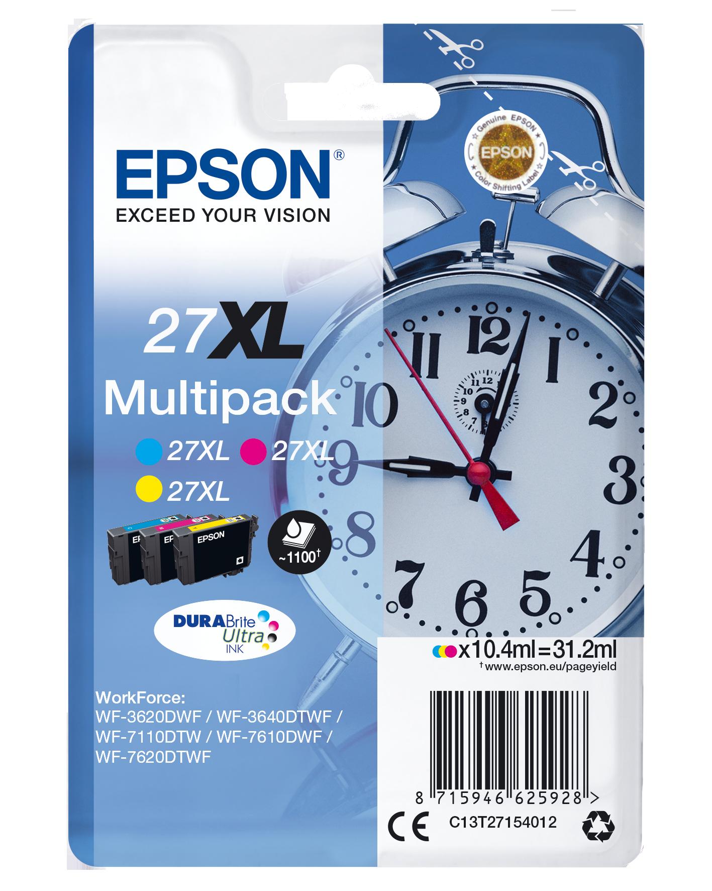 Комплект 3 глави за Epson WorkForce WF-3600/WF-7600/WF-7700 Series - Ink - /27XL/ / C13T27154012 - C/M/Y - PN C13T27154012 | JAR Computers Комплект 3 глави за Epson WorkForce WF-3600/WF-7600/WF-7700 Series - Ink - /27XL/ / C13T27154012 - C/M/Y - PN C13T27154012