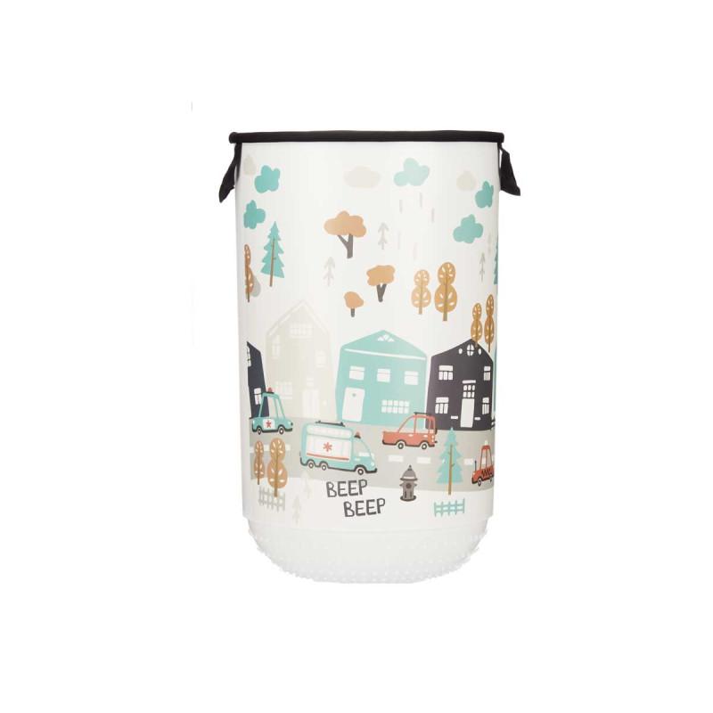 Кош за пране Kipit, пластмасов, с капак, 40 L, светъл