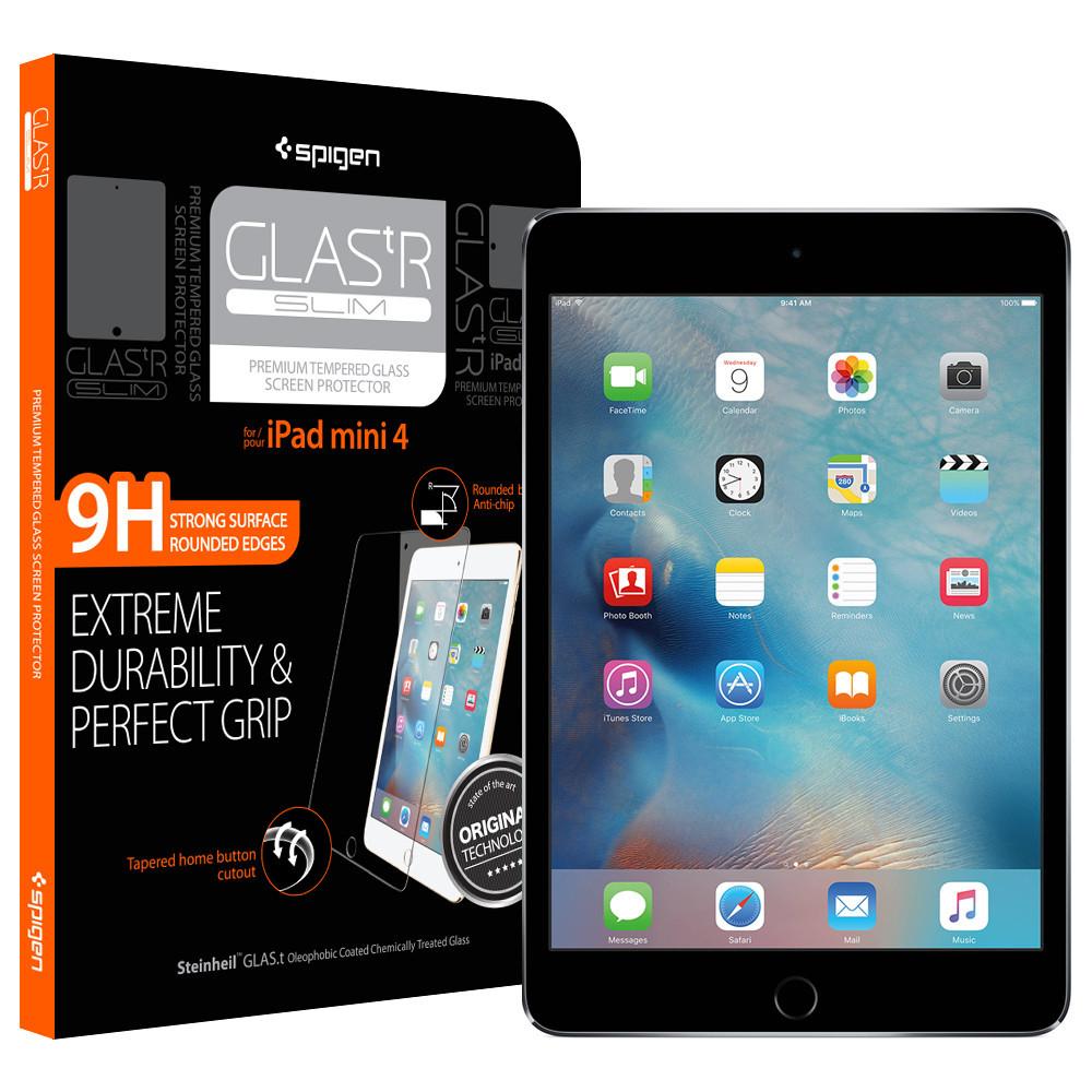 Най-висок клас стъклено защитно покритие за дисплея на iPad Mini 4 - Spigen Oleophobic Coated Tempered Glass GLAS.tR SLIM | JAR Computers Най-висок клас стъклено защитно покритие за дисплея на iPad Mini 4 - Spigen Oleophobic Coated Tempered Glass GLAS.tR SLIM