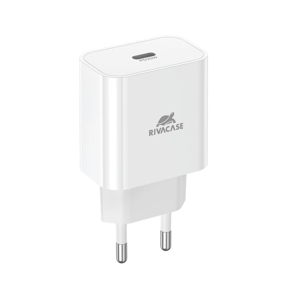 RIVACASE PS4101W00 Мрежово зарядно устройство USB-C, 20W PD 3.0, бяло