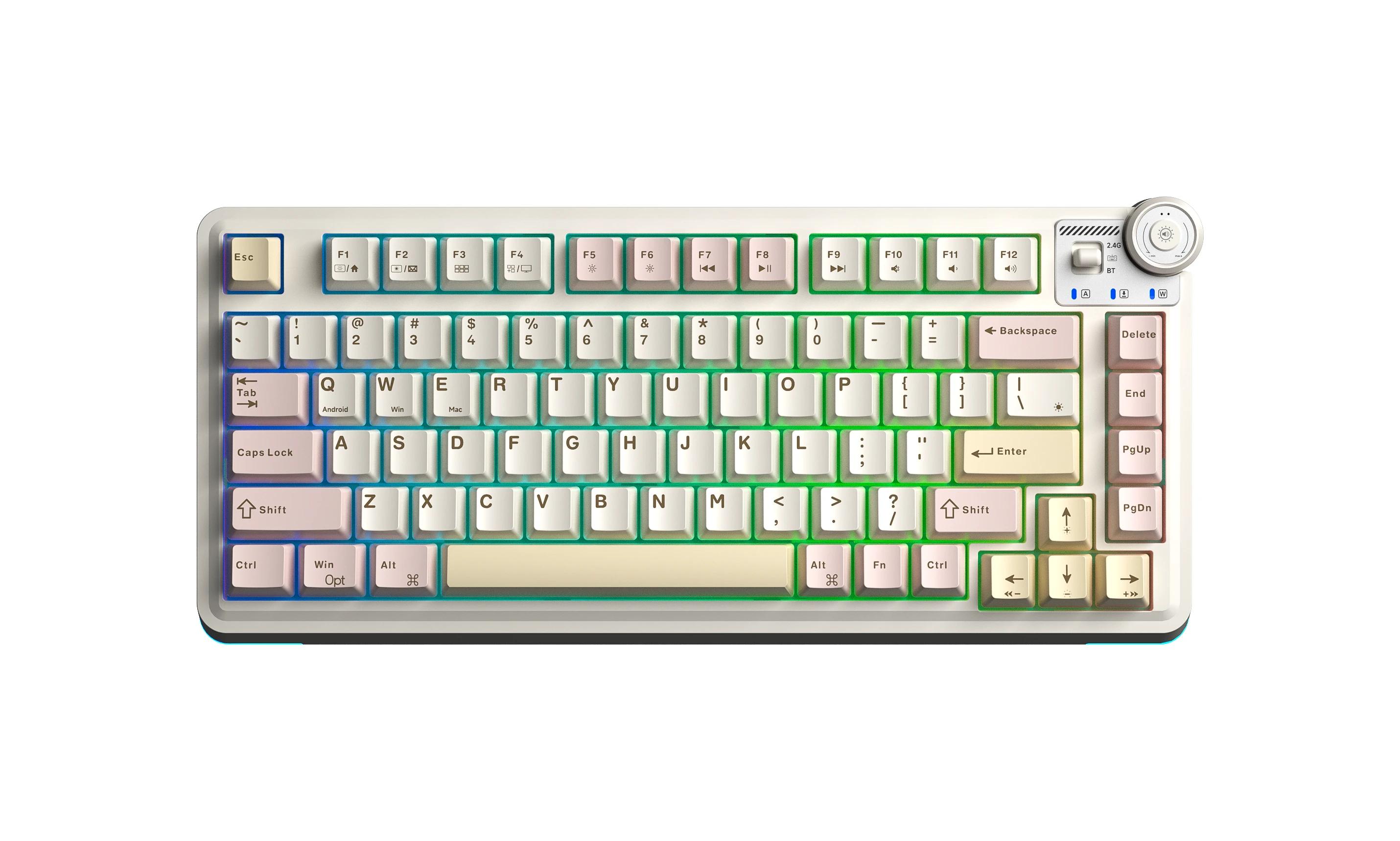 Aula геймърска механична клавиатура Wireless Gaming Mechanical Keyboard AU75 - Bloomfield Switch [Linear] (English US), Beige