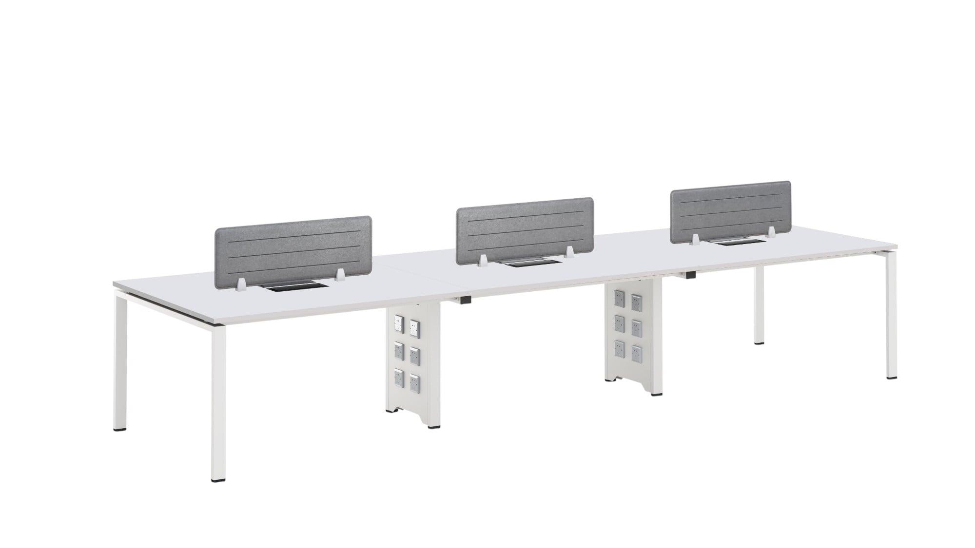 Бюро RFG Бенч Monaco, шестместно, 4200 х 1200 х 750 mm, ПДЧ 25 mm, метални крака, бяло