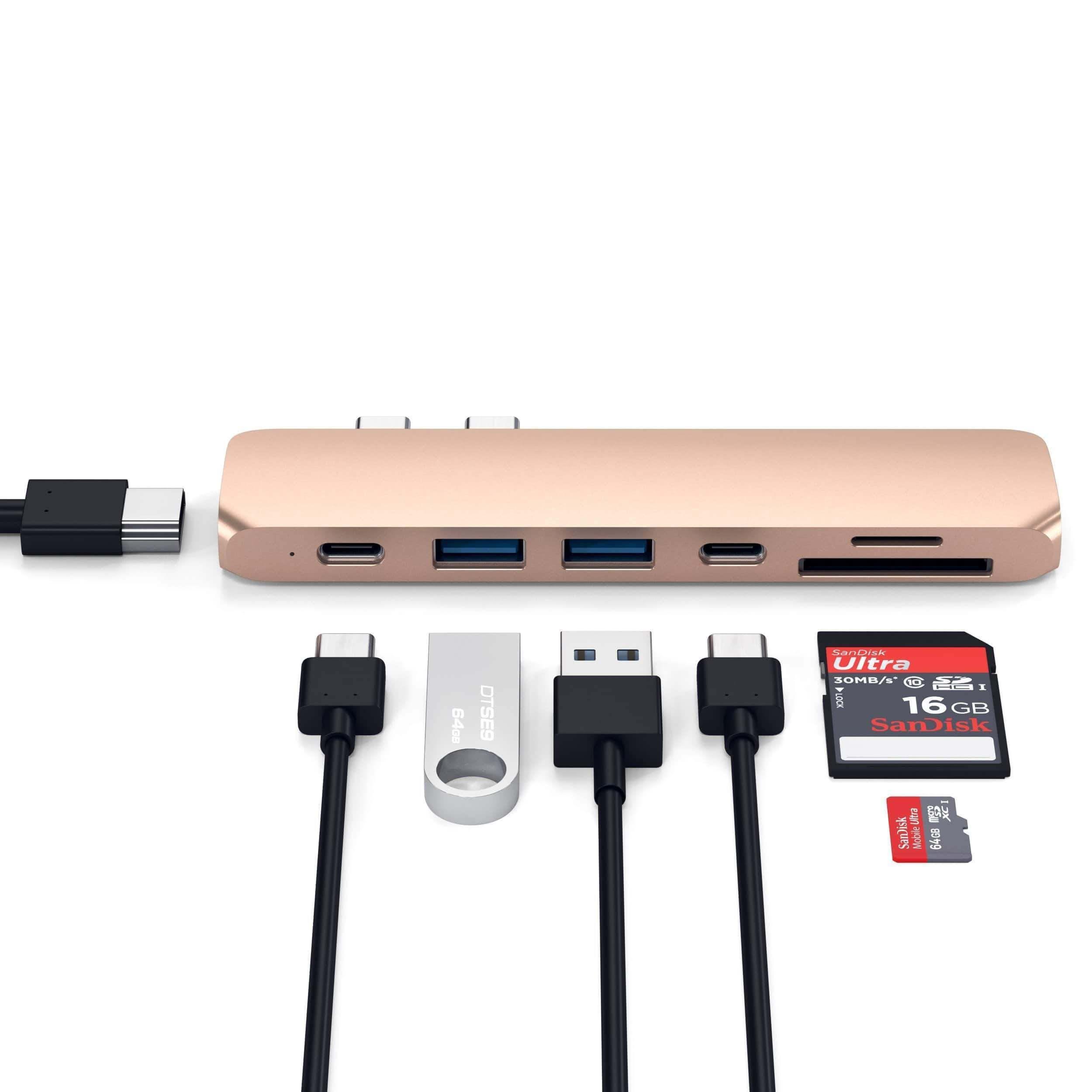 Мултифункционален хъб за свързване на допълнителна периферия за MacBook Pro - Satechi USB-C Pro USB Hub (златист) | JAR Computers Мултифункционален хъб за свързване на допълнителна периферия за MacBook Pro - Satechi USB-C Pro USB Hub (златист)