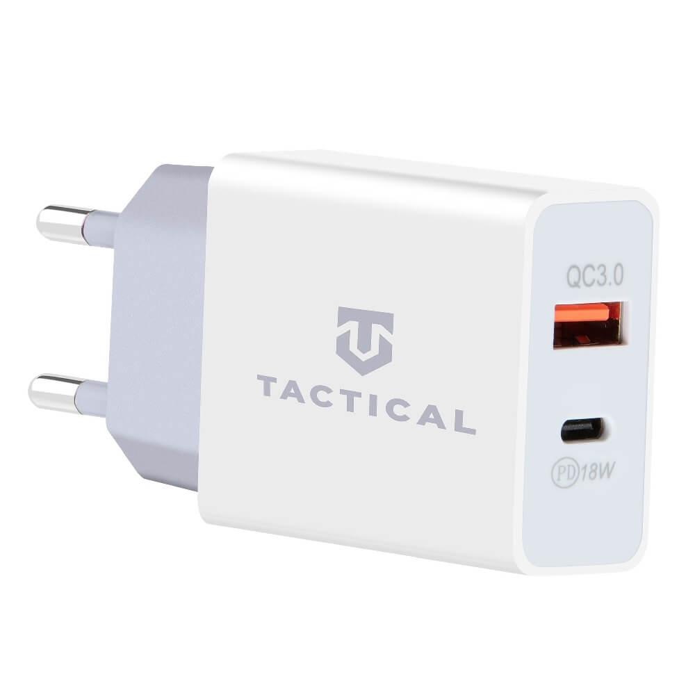 Захранване за ел. мрежа с USB-A и USB-C изходи с технология за бързо зареждане - Tactical Travel Charger USB-A & USB-C QC 3.0 30W (бял) | JAR Computers Захранване за ел. мрежа с USB-A и USB-C изходи с технология за бързо зареждане - Tactical Travel Charger USB-A & USB-C QC 3.0 30W (бял)