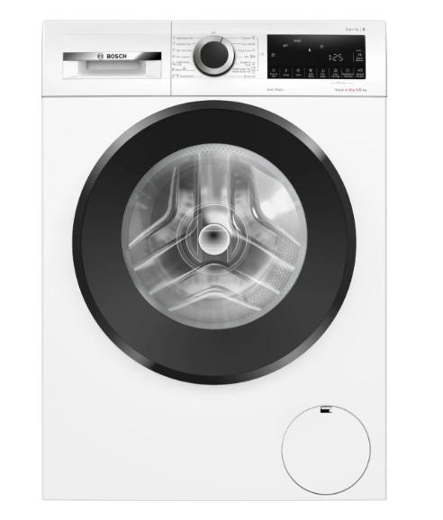 Bosch WNG24401BY SER6 Washer-dryer 9/6kg, D/A, 1400rpm, 48/70/60dB(A), waveDrum 65l, W/W+D 49/83l 3:45/8:40h, Iron Assist, waveDrum 65l, AntiStain, HygieneCare, white-black door