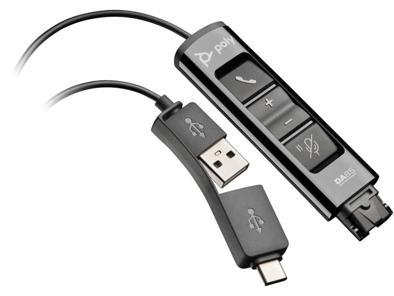 HP Poly DA85 USB-A/C адаптер за QD слушалки, черен, 786C7AA | JAR Computers HP Poly DA85 USB-A/C адаптер за QD слушалки, черен, 786C7AA