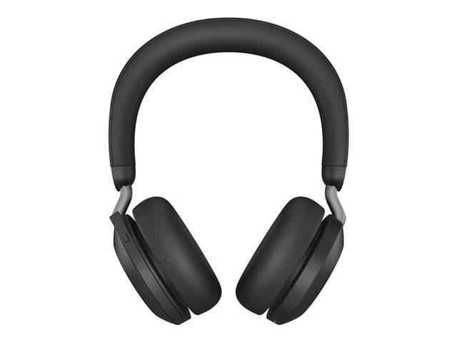 JABRA Evolve2 75 Headset on-ear Bluetooth wireless active noise cancelling USB-C noise isolating black with charging stand MS Te