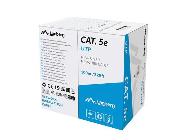 Lanberg LAN cable CAT.5e utp 100m solid cu grey fluke passed