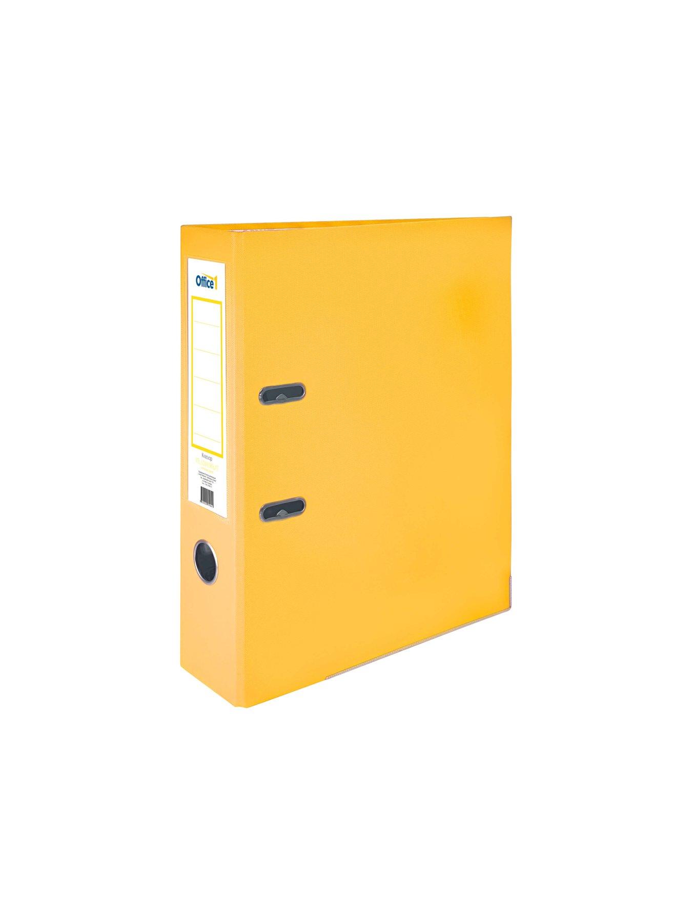 Office 1 Класьор, 8 cm, PP, с метален кант, несглобен, жълт, 50 броя