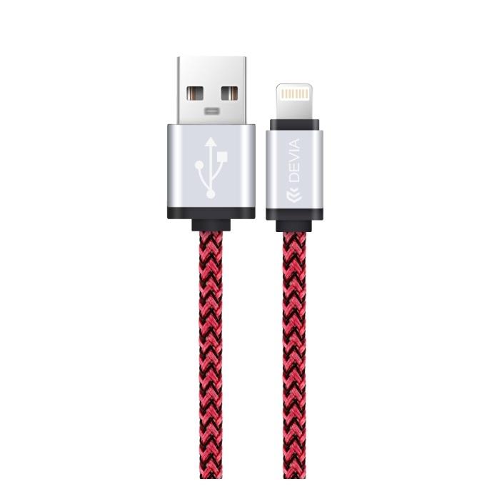 Плетен lightning кабел (120 см.) за iPhone, iPad и iPod с Lightning вход - Devia Jazz Lightning Data Cable 1.2m. (червен) | JAR Computers Плетен lightning кабел (120 см.) за iPhone, iPad и iPod с Lightning вход - Devia Jazz Lightning Data Cable 1.2m. (червен)