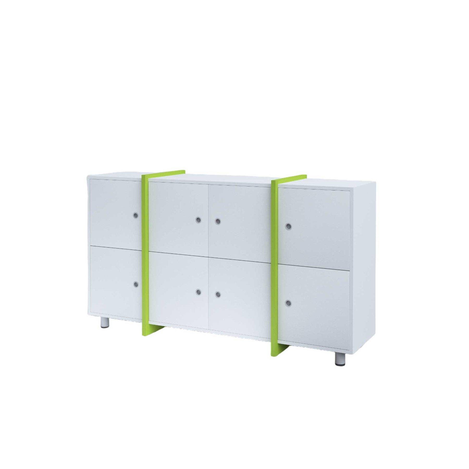 Шкаф RFG Etto, с 8 отделения, 1660 х 400 х 910 mm, ПДЧ, бял и зелен