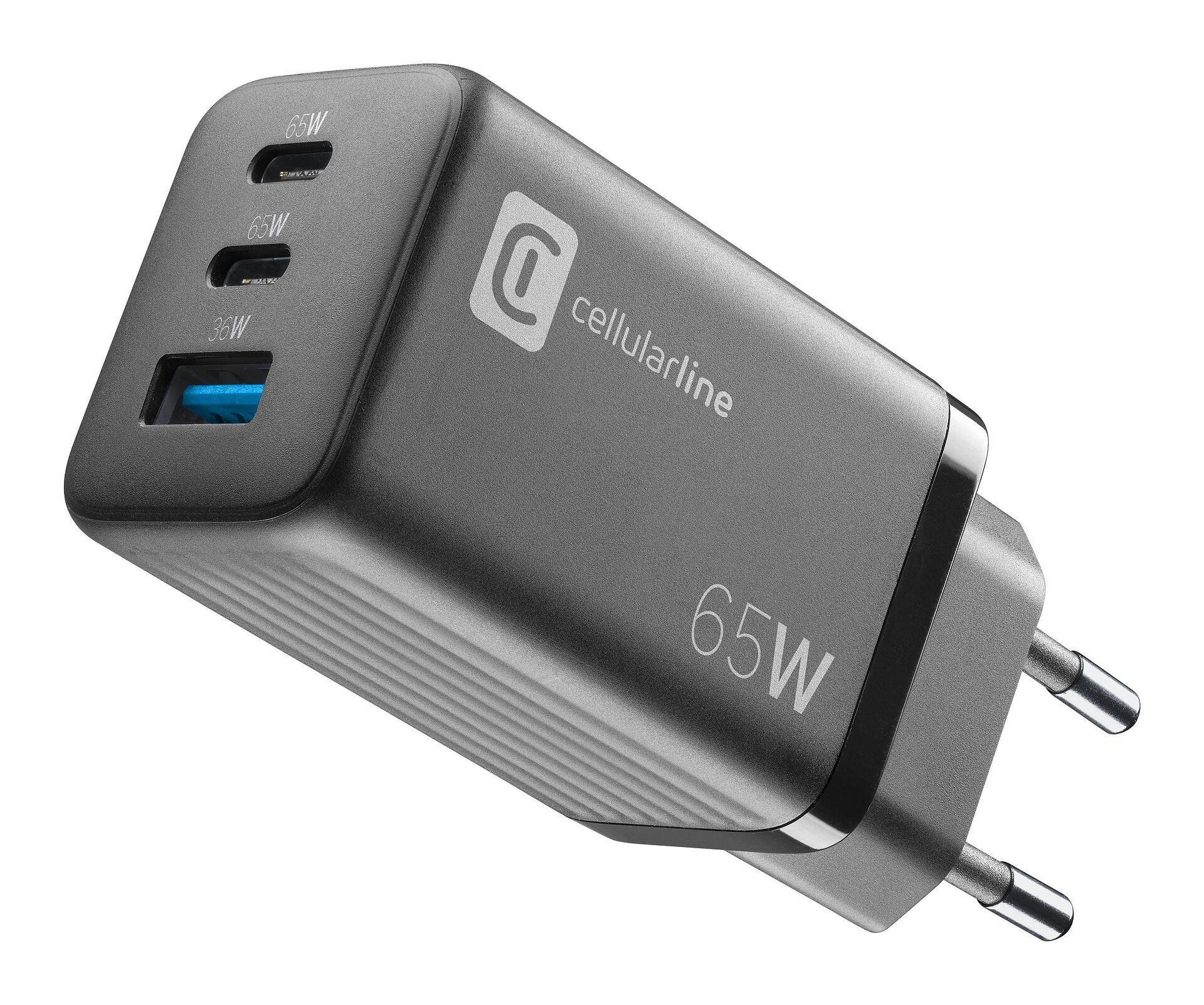 Зарядно 220V PD GaN USB, 2xUSB-C 65W