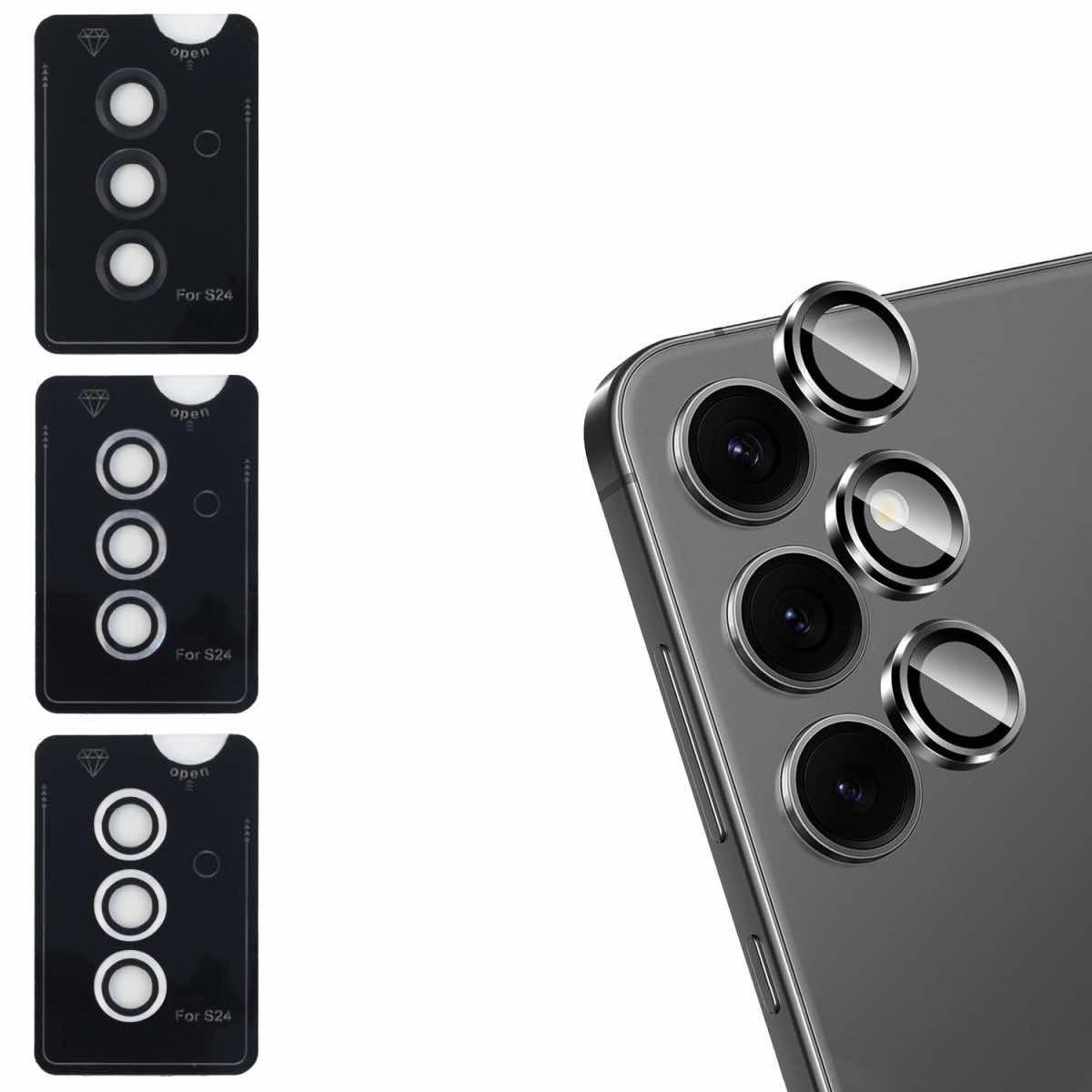 3 комплекта предпазни стъклени лещи за камерата на Samsung Galaxy S24 - 4smarts StyleGlass Camera Lens Protector 3 Pack (различни цветове) | JAR Computers 3 комплекта предпазни стъклени лещи за камерата на Samsung Galaxy S24 - 4smarts StyleGlass Camera Lens Protector 3 Pack (различни цветове)