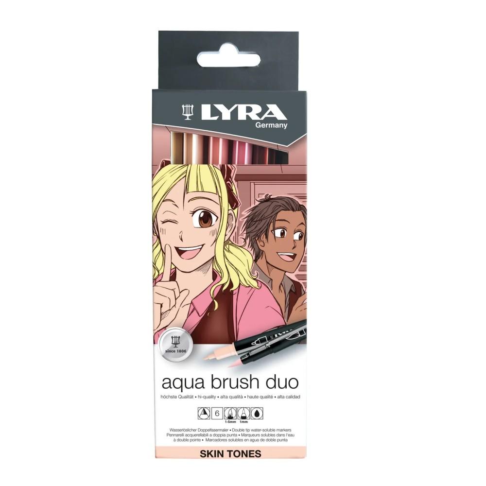 Акварелни двувърхи маркери LYRA aqua brush duo SKIN TONES, объл връх и четка, 6 цвята | JAR Computers Акварелни двувърхи маркери LYRA aqua brush duo SKIN TONES, объл връх и четка, 6 цвята