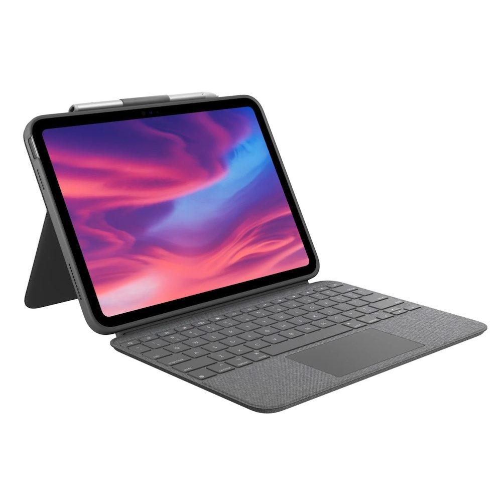 Безжична клавиатура с тракпад и отделящ се кейс с поставка за iPad 10 (2022), iPad 11 (2025) - Logitech Combo Touch UK (сив) | JAR Computers Безжична клавиатура с тракпад и отделящ се кейс с поставка за iPad 10 (2022), iPad 11 (2025) - Logitech Combo Touch UK (сив)