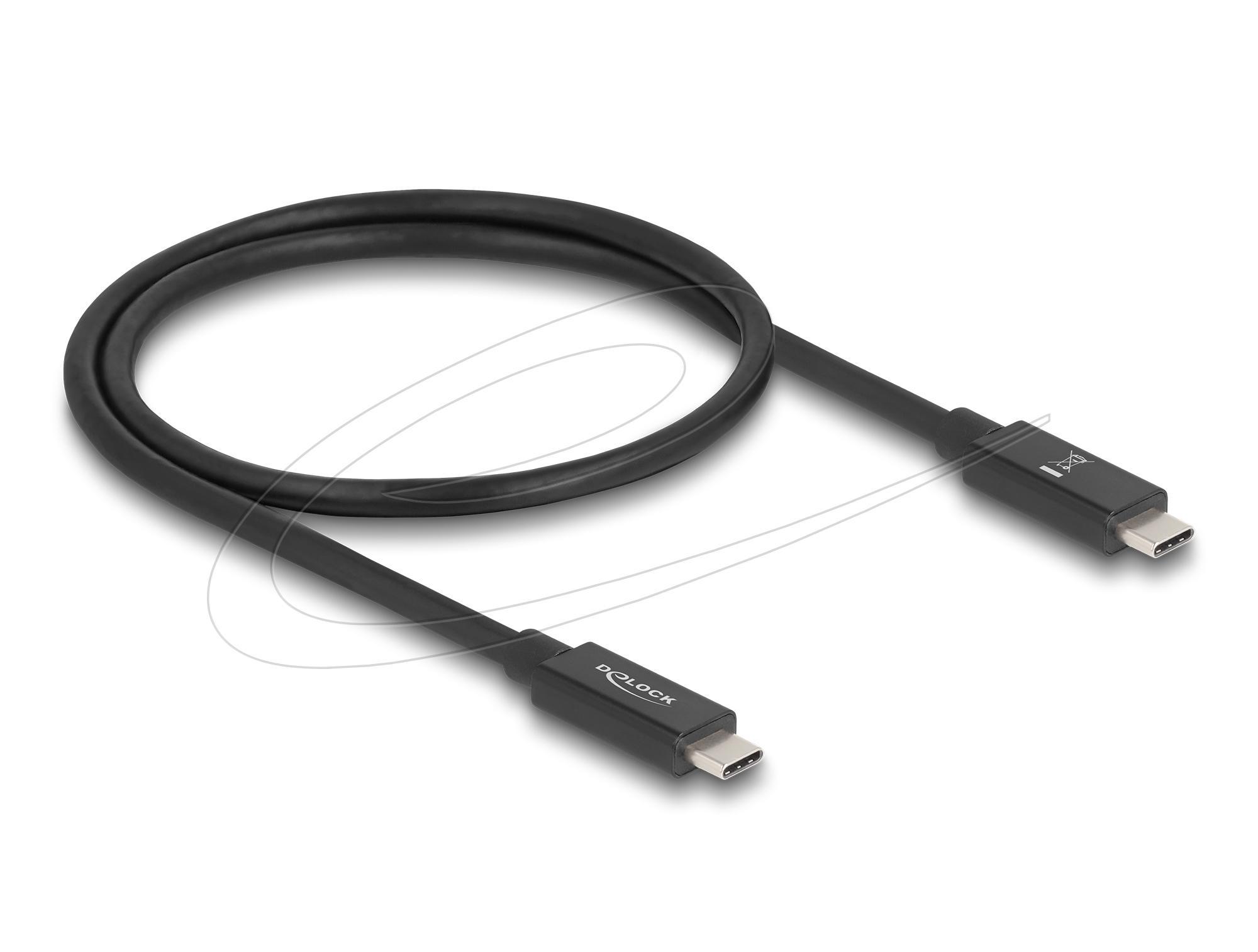 Delock Кабел E-Marker USB-C, 80 Gbps, 16K 60 Hz, PD 3.1 240 W, 0.5 m, черен