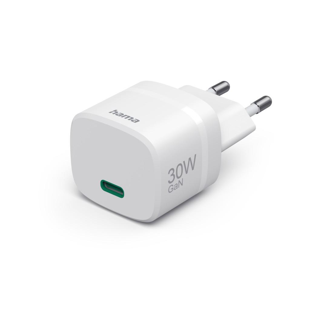 HAMA Зарядно устройство, 30 W, GaN, USB-C, PD/Qualcomm&reg;, Zero Standby, бяло