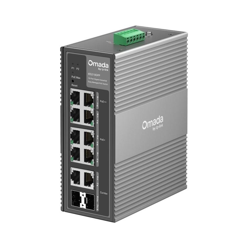 10-Port Gigabit Industrial Easy Managed Switch with 6-Port PoE+ and 2-Port PoE++ Omada by TP-Link IES210GPP | JAR Computers 10-Port Gigabit Industrial Easy Managed Switch with 6-Port PoE+ and 2-Port PoE++ Omada by TP-Link IES210GPP