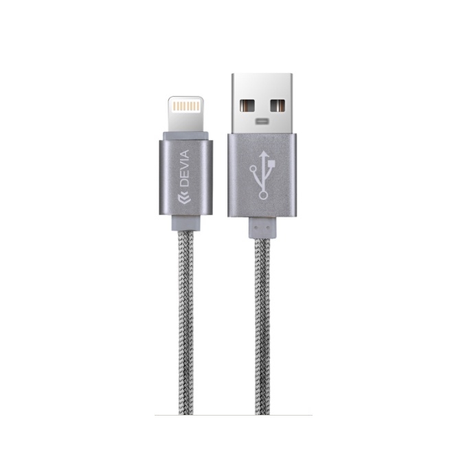 Сертифициран плетен lightning кабел (200см.) за iPhone, iPad и iPod с Lightning вход - Devia Fashion MFI Lightning Data Cable 2m. (тъмносив) | JAR Computers Сертифициран плетен lightning кабел (200см.) за iPhone, iPad и iPod с Lightning вход - Devia Fashion MFI Lightning Data Cable 2m. (тъмносив)
