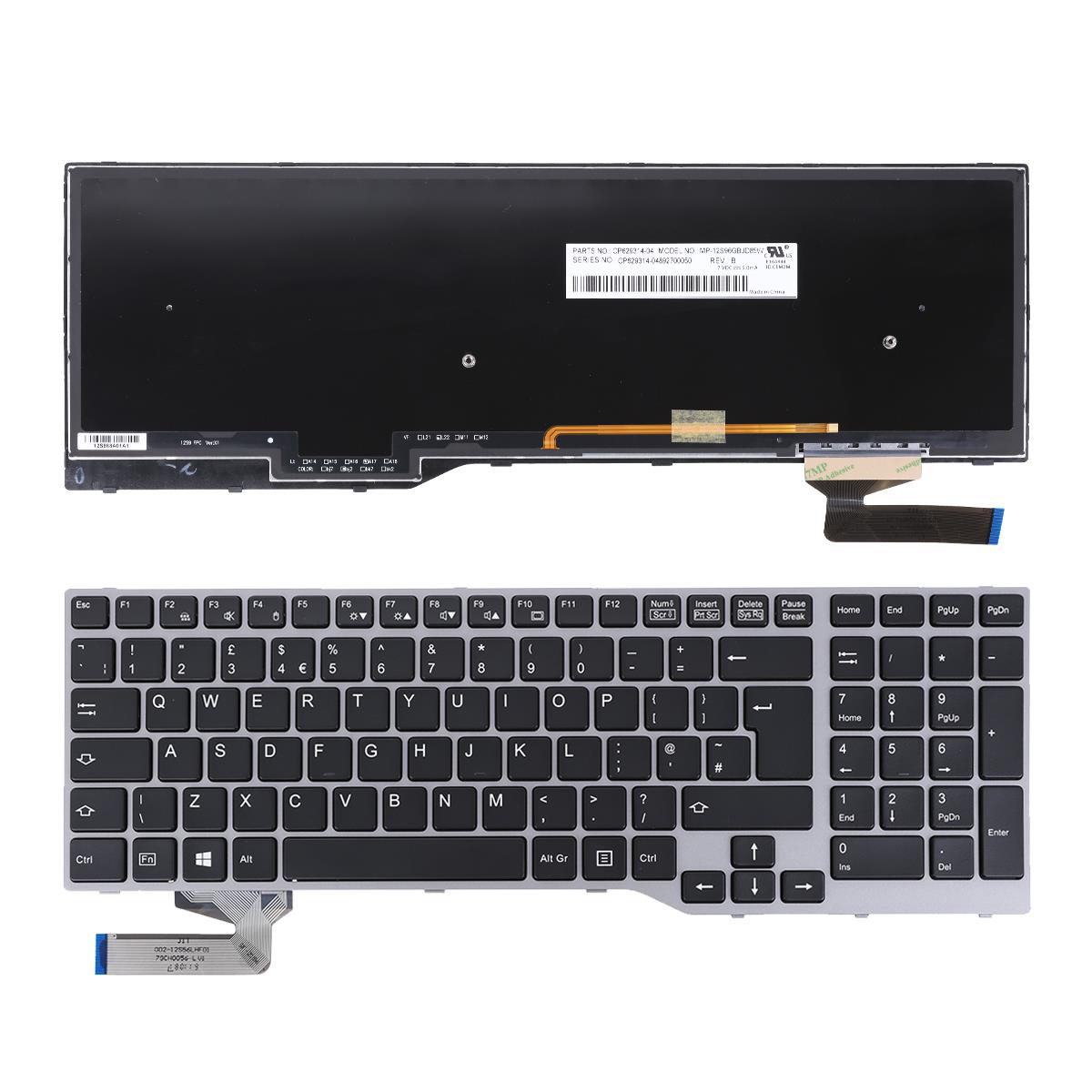 Клавиатура за Fujitsu LifeBook E753 E754 E557 E756 Celsius H730 H760 H770 Gray Frame Black With Backlit US/UK - Оригинална | JAR Computers Клавиатура за Fujitsu LifeBook E753 E754 E557 E756 Celsius H730 H760 H770 Gray Frame Black With Backlit US/UK - Оригинална