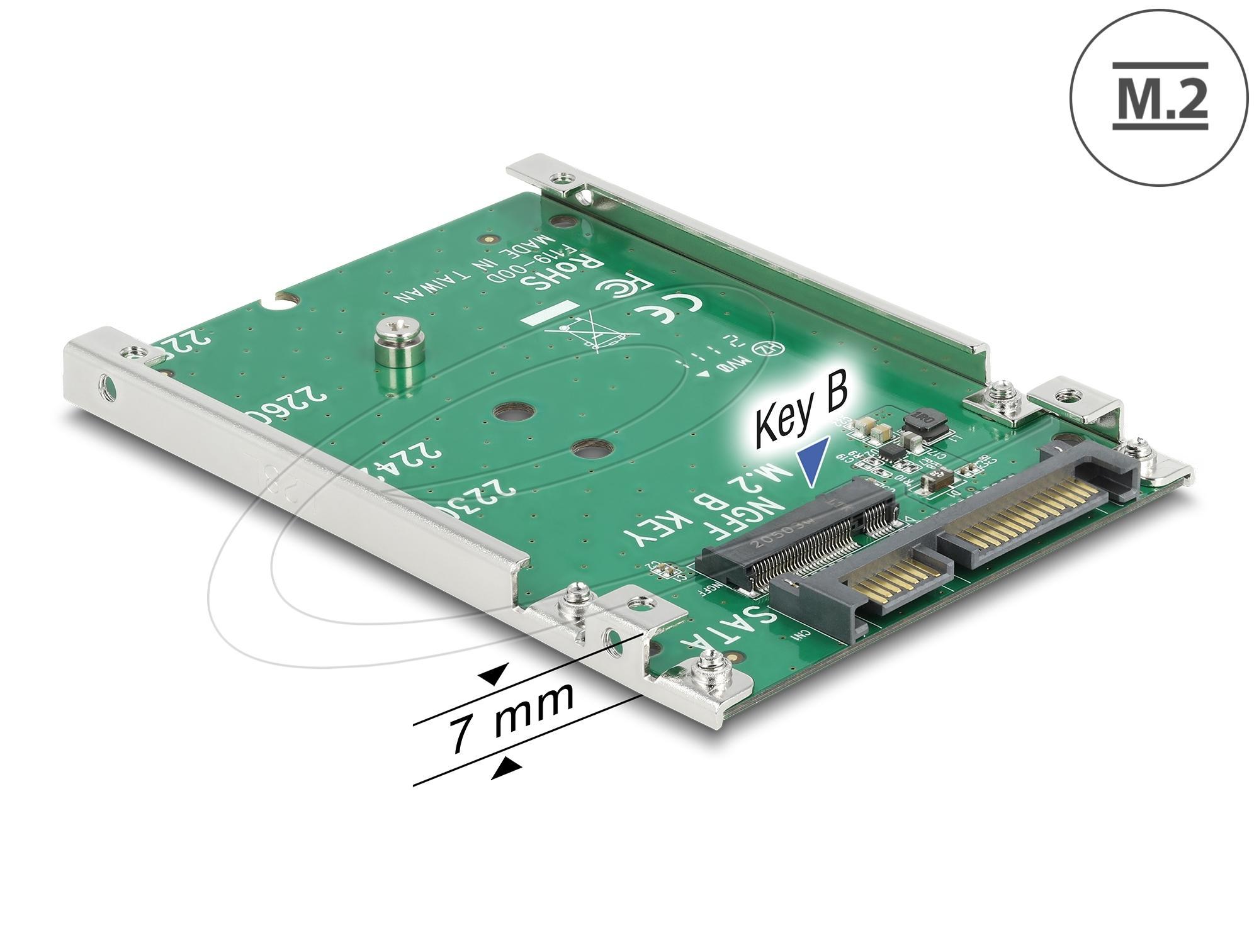 Конвертор DeLock, 2.5" SATA 22 pin - M.2 key B - 7 mm | JAR Computers Конвертор DeLock, 2.5" SATA 22 pin - M.2 key B - 7 mm