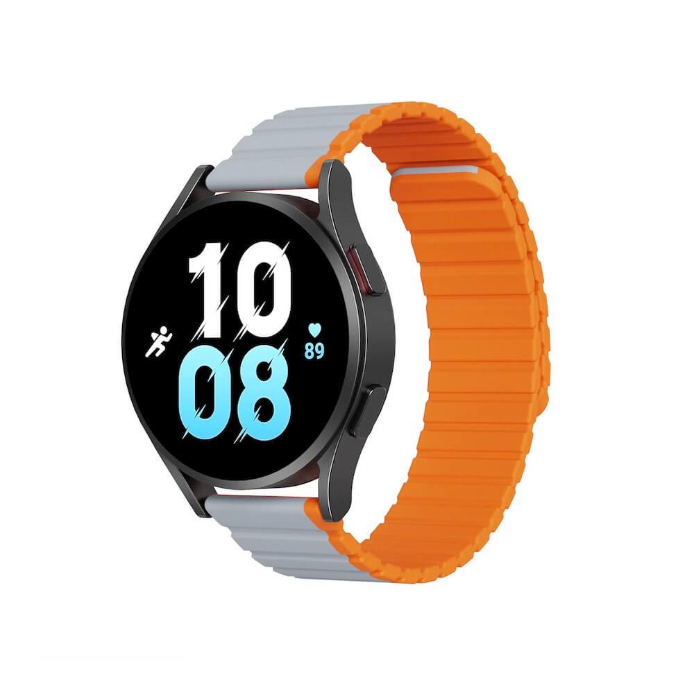 Магнитна силиконова каишка за Samsung Galaxy Watch, Huawei Watch, Xiaomi, Garmin и други часовници с 20мм захват - Dux Ducis Silicone Magnetic Strap 20mm (LD Version) (сив-оранжев) | JAR Computers Магнитна силиконова каишка за Samsung Galaxy Watch, Huawei Watch, Xiaomi, Garmin и други часовници с 20мм захват - Dux Ducis Silicone Magnetic Strap 20mm (LD Version) (сив-оранжев)
