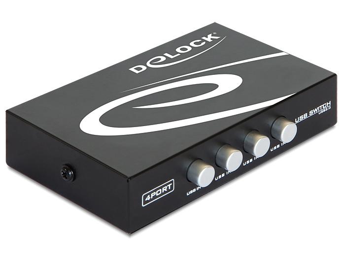 Превключвател Delock Ръчен, 4 x USB 2.0 порта, Черен | JAR Computers Превключвател Delock Ръчен, 4 x USB 2.0 порта, Черен