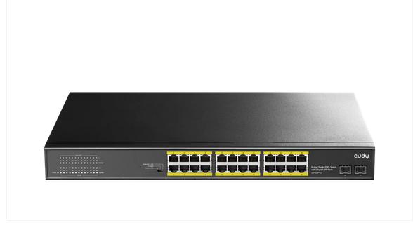 Суич Cudy GS1028PS2, 24 портов, 10/100/1000, 24&times; GbE with 802.3at/af PoE, 2&times; Uplink SFP, Default/VLAN/Extend Modes , за 19&quot; rack