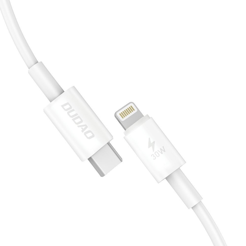 Dudao Fast Charging USB-C to Lightning Cable PD 30W - USB-C към Lightning кабел за Apple устройства с Lightning порт (100 см) (бял) 