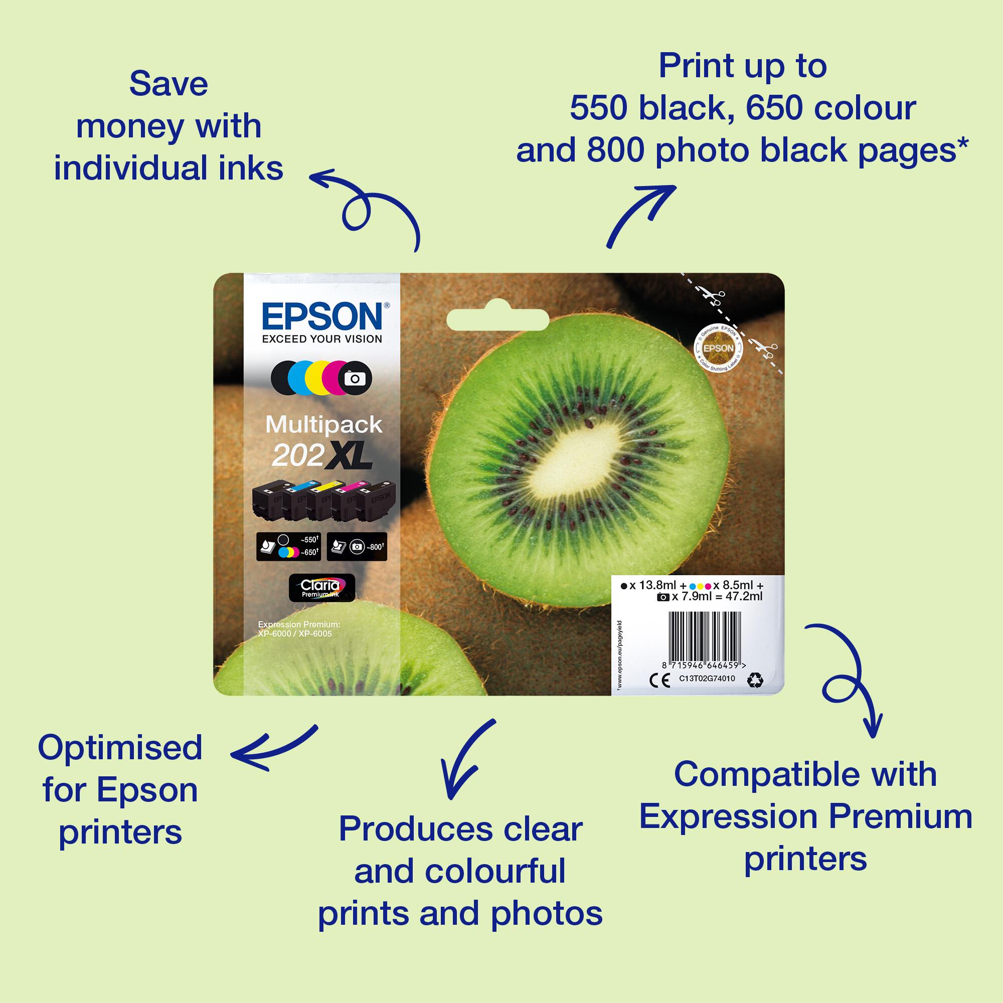 Epson Kiwi 202 глава и патрон за мастиленоструен принтер 1 броя Оригинал Стандартен добив Синьо-зелен | JAR Computers Epson Kiwi 202 глава и патрон за мастиленоструен принтер 1 броя Оригинал Стандартен добив Синьо-зелен