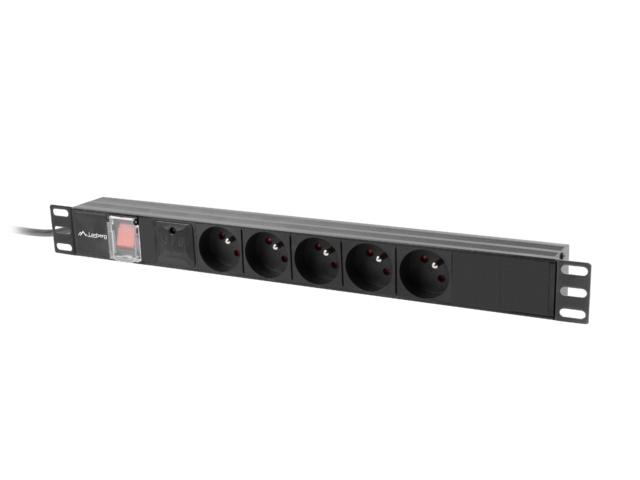 Lanberg power distribution unit (pdu) 19" 1U 10a 2m 5x french outlets black c14