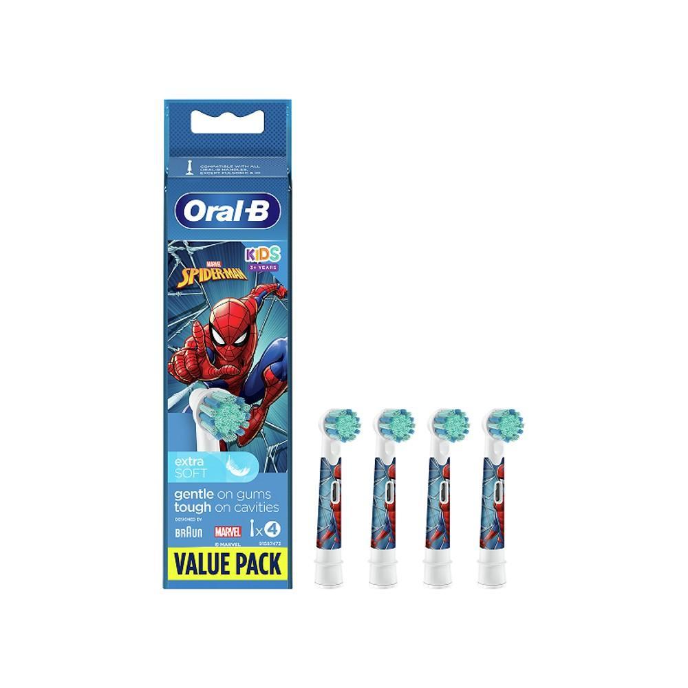Oral-B Kids Electric Toothbrush Replacement Heads for 3+ 4pcs Spiderman (81770380) (BRA81770380) | JAR Computers Oral-B Kids Electric Toothbrush Replacement Heads for 3+ 4pcs Spiderman (81770380) (BRA81770380)