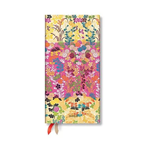Paperblanks Планер Kara-Ori Pink, Slim, хоризонтален, твърда корица, 80 листа, за 2026 година