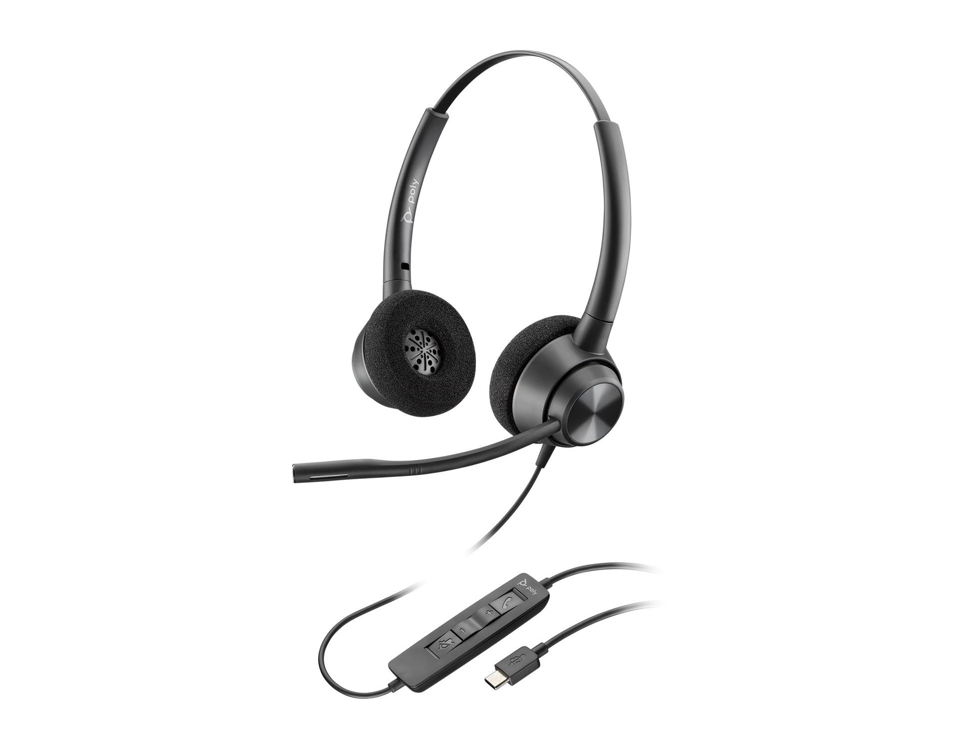 Poly EncorePro 320 USB-C стерео слушалки TAA, 767F9AA | JAR Computers Poly EncorePro 320 USB-C стерео слушалки TAA, 767F9AA