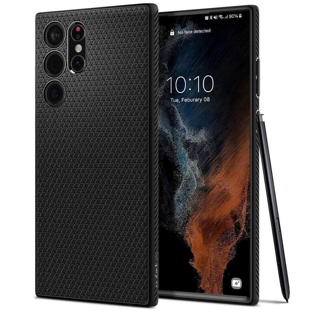 Силиконов (TPU) калъф с висока степен на защита за Samsung Galaxy S22 Ultra - Spigen Liquid Air Case (черен) | JAR Computers Силиконов (TPU) калъф с висока степен на защита за Samsung Galaxy S22 Ultra - Spigen Liquid Air Case (черен)