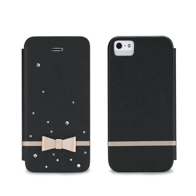 Кожен калъф, тип портфейл и поставка за iPhone 5S, iPhone 5, iPhone SE - 8thdays Side Flip Case Monroe Star (черен) | JAR Computers Кожен калъф, тип портфейл и поставка за iPhone 5S, iPhone 5, iPhone SE - 8thdays Side Flip Case Monroe Star (черен)