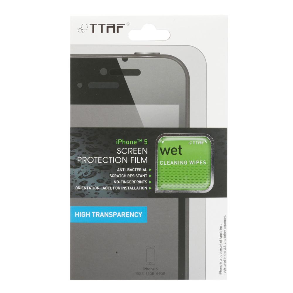 Комплект прозрачни защитни покрития за дисплея на iPhone 5, iPhone 5S, iPhone SE, iPhone 5C - TTAF Screen Protection Film High Transparency (2 броя) | JAR Computers Комплект прозрачни защитни покрития за дисплея на iPhone 5, iPhone 5S, iPhone SE, iPhone 5C - TTAF Screen Protection Film High Transparency (2 броя)