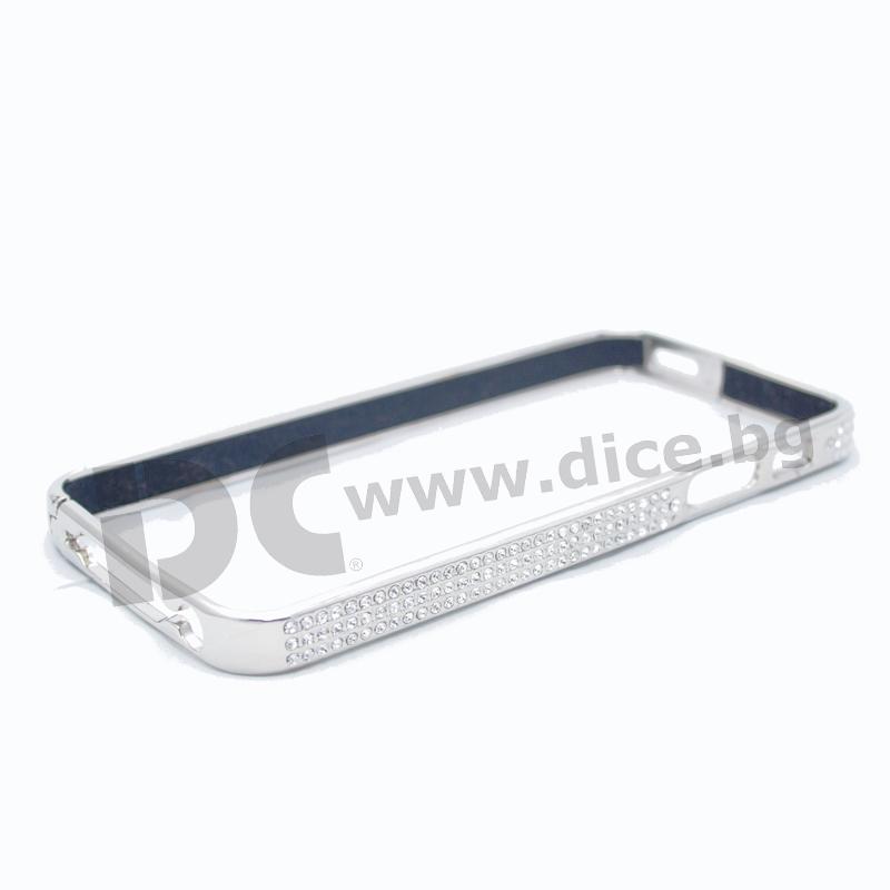 Луксозен метален бъмпер с кристали за iPhone 5S, iPhone 5, iPhone SE - NYX Crystal Bumper (сребрист-лъскав) | JAR Computers Луксозен метален бъмпер с кристали за iPhone 5S, iPhone 5, iPhone SE - NYX Crystal Bumper (сребрист-лъскав)