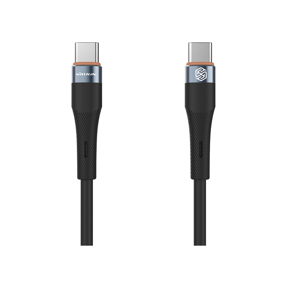 Nillkin Flowspeed Silicon USB-C to USB-C Cable 60W - кабел с бързо зареждане за устройства с USB-C порт (100 см) (черен)